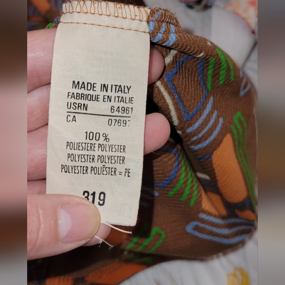 Sisley Italy Geometric Retro Print   Vintage Made In Italy Mesh  Button Shirt - Picture 9 of 10